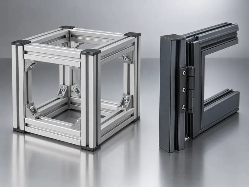An assembled aluminium frame and a hinged component