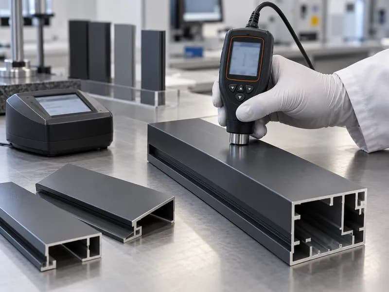 Coating thickness being measured on an anthracite profile
